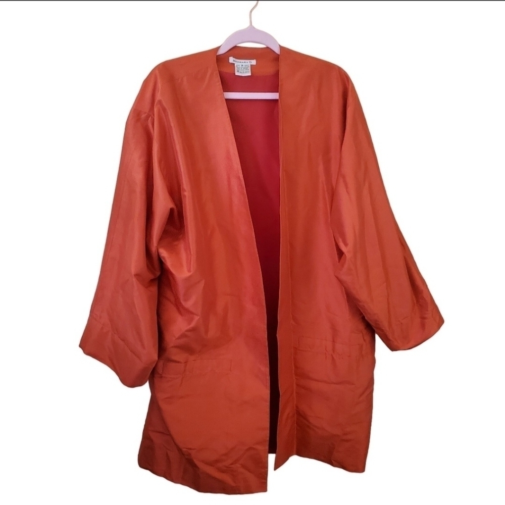 Vintage Barbara O. Burnt Orange Thai Silk Kimono Size M - Picture 2 of 5